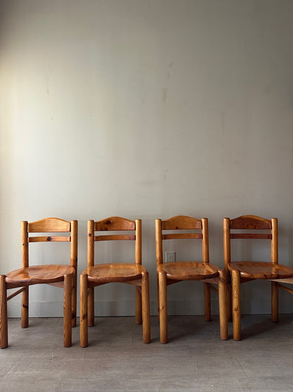 Rainer Daumiller pine dining chairs. Sold as a set of 4.