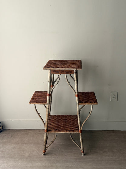 Tiered rattan plant stand