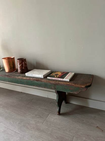 Green painted pine bench