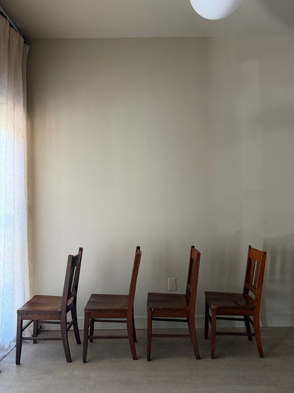 Mission oak dining chairs. Sold as a set of 4.