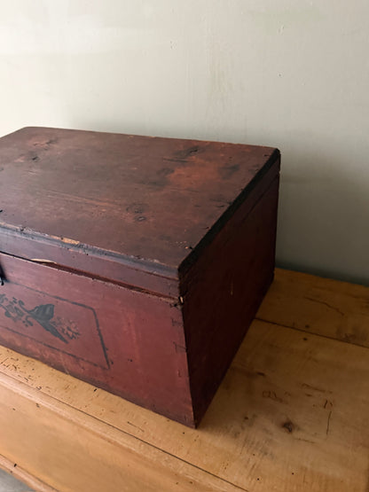 Small red painted chest