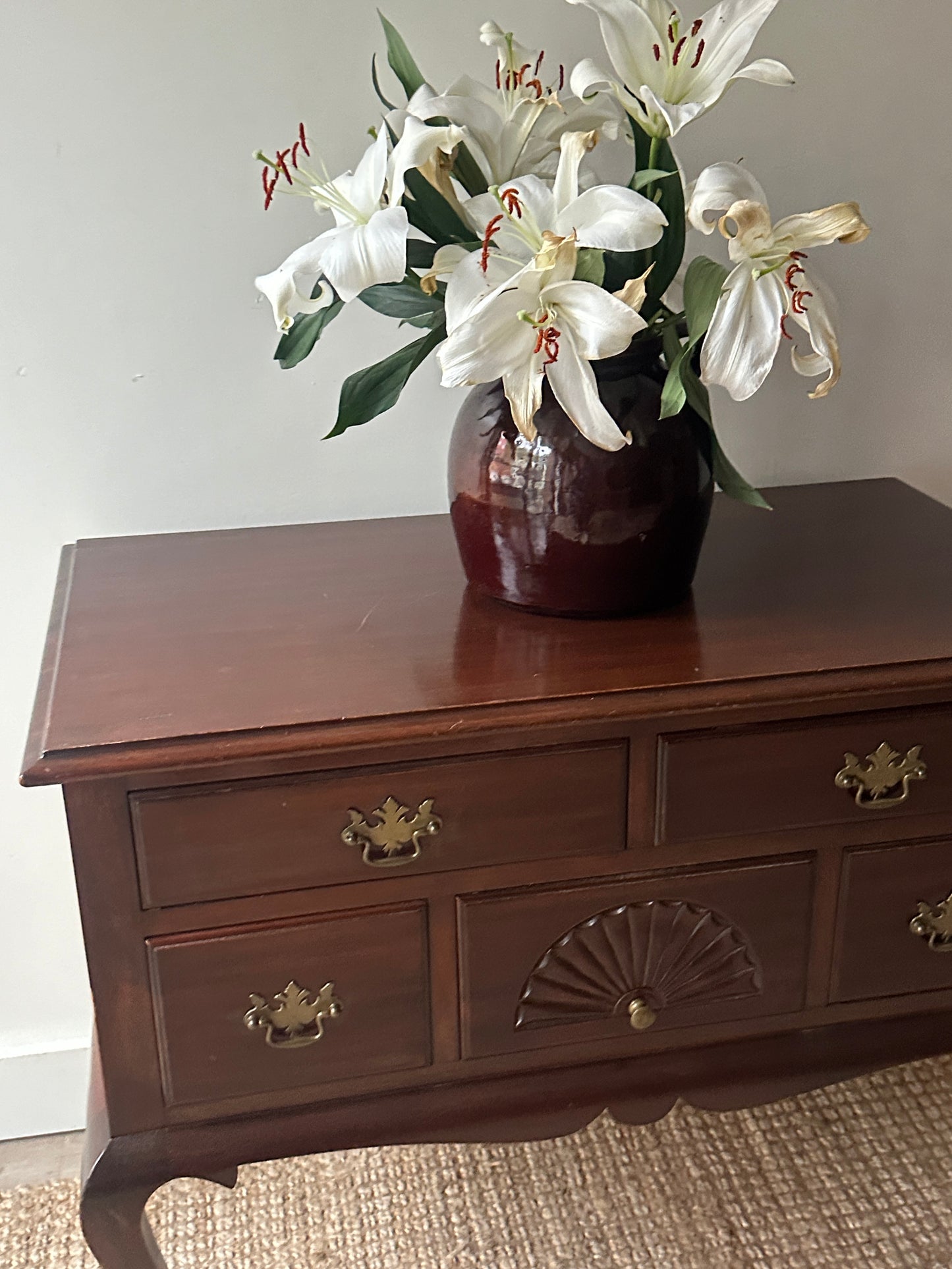 Carved mahogany console table