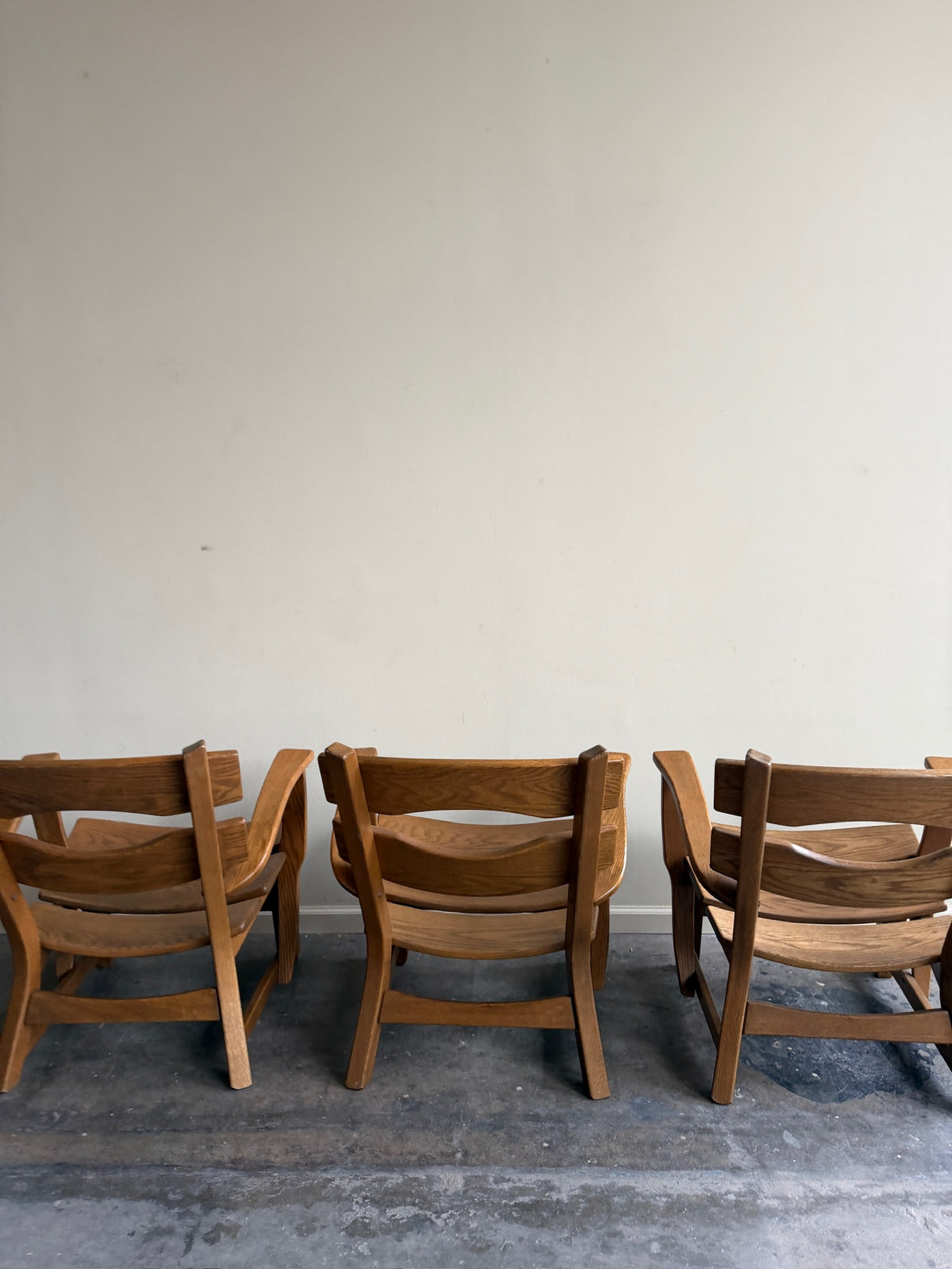 AWA Almelo Dutch oak armchairs. Sold individually.