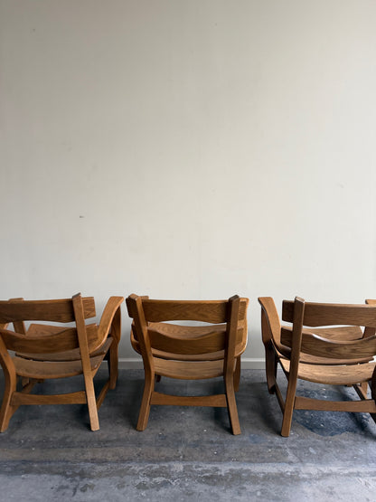 AWA Almelo Dutch oak armchairs. Sold individually.