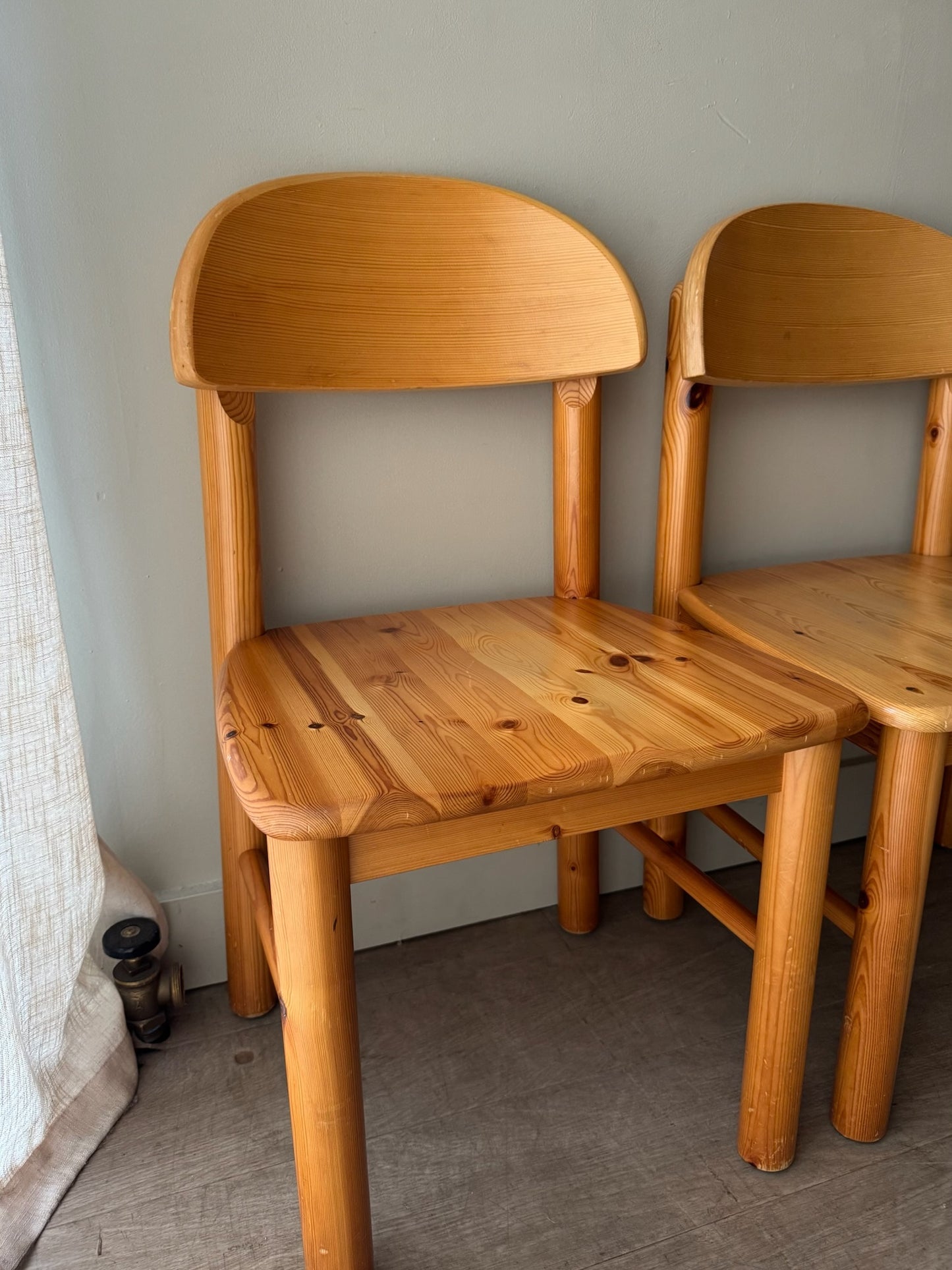 Rainer Daumiller pine dining chairs. Sold as a set of 4.