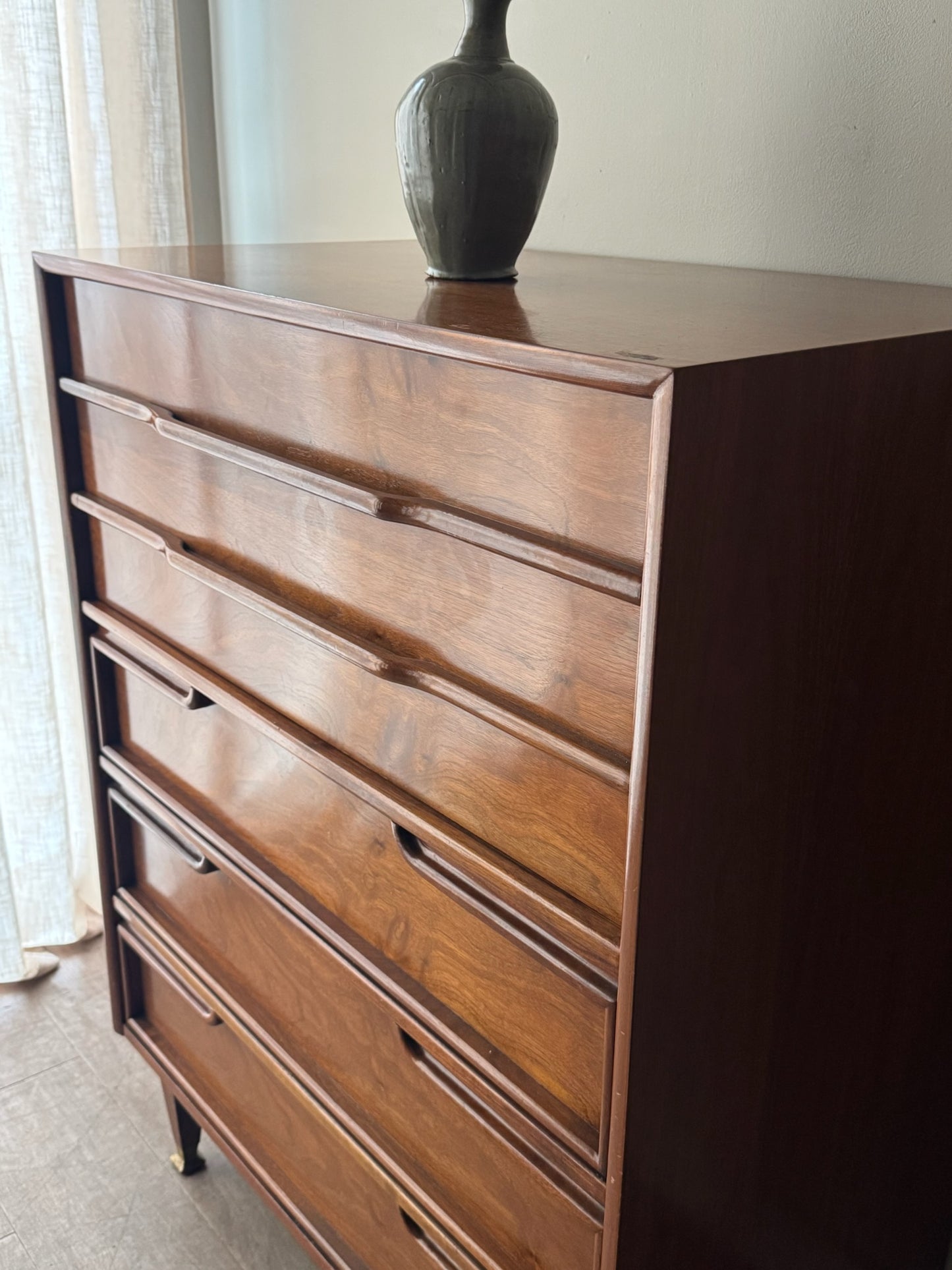 Walnut tallboy dresser