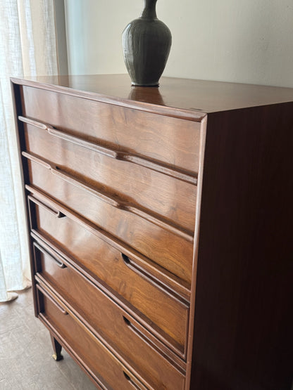 Walnut tallboy dresser