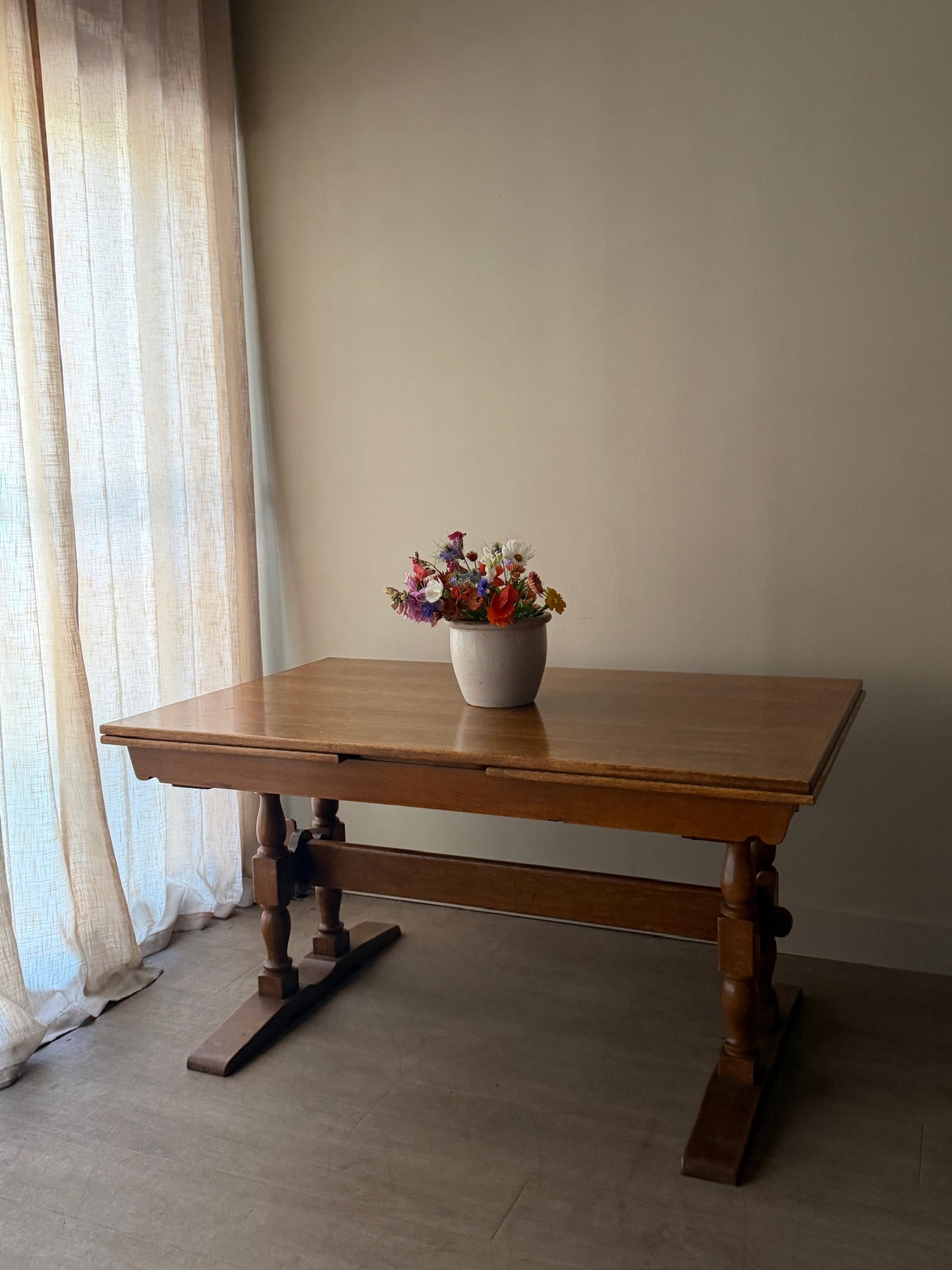 Danish oak extending dining table