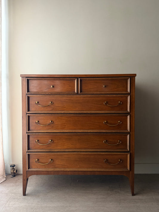 Bassett walnut tallboy dresser