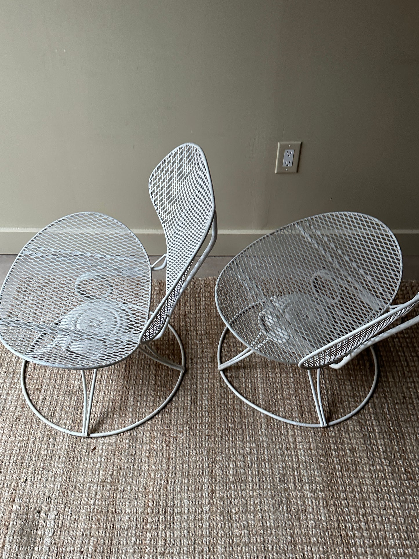 Homecrest metal clam shell swivel chairs. Sold as a set.