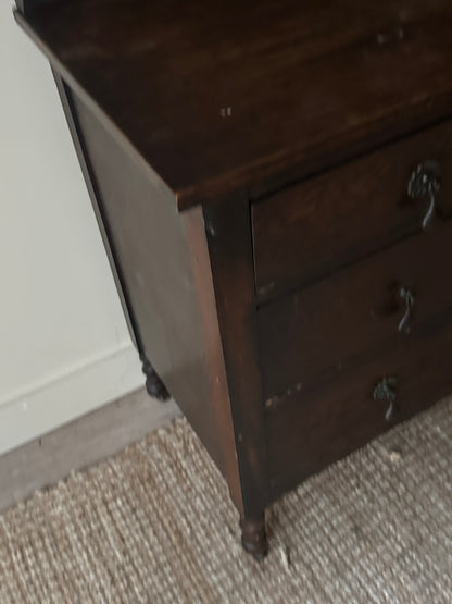 Dark oak dresser with barley twist mirror