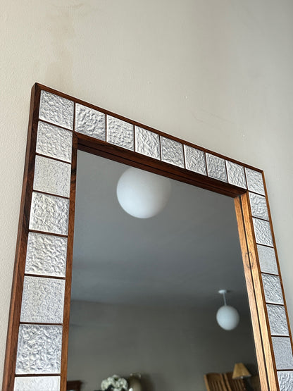 Jansen Spejle teak and ceramic tile mirror