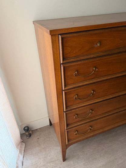 Bassett walnut tallboy dresser