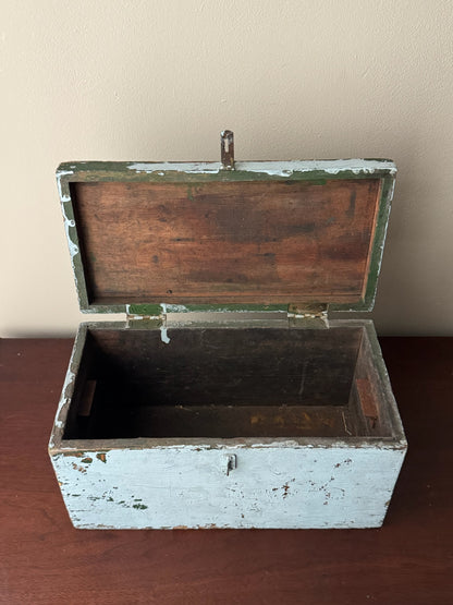 Blue painted pine toolbox
