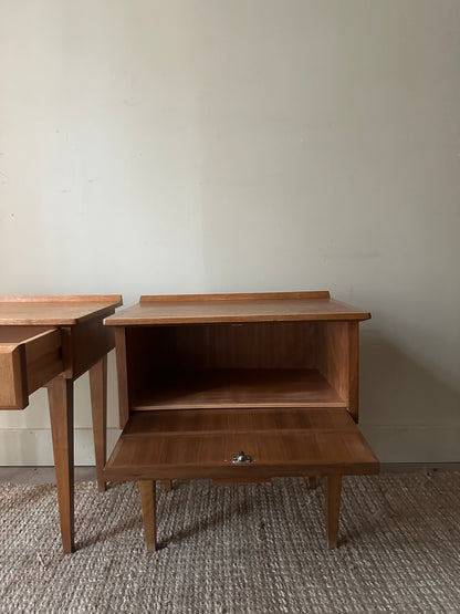 Danish walnut bedside table (right).