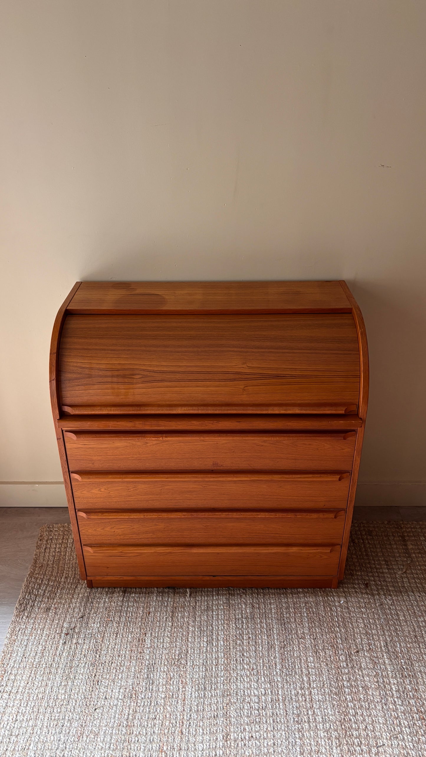 Teak roll top desk