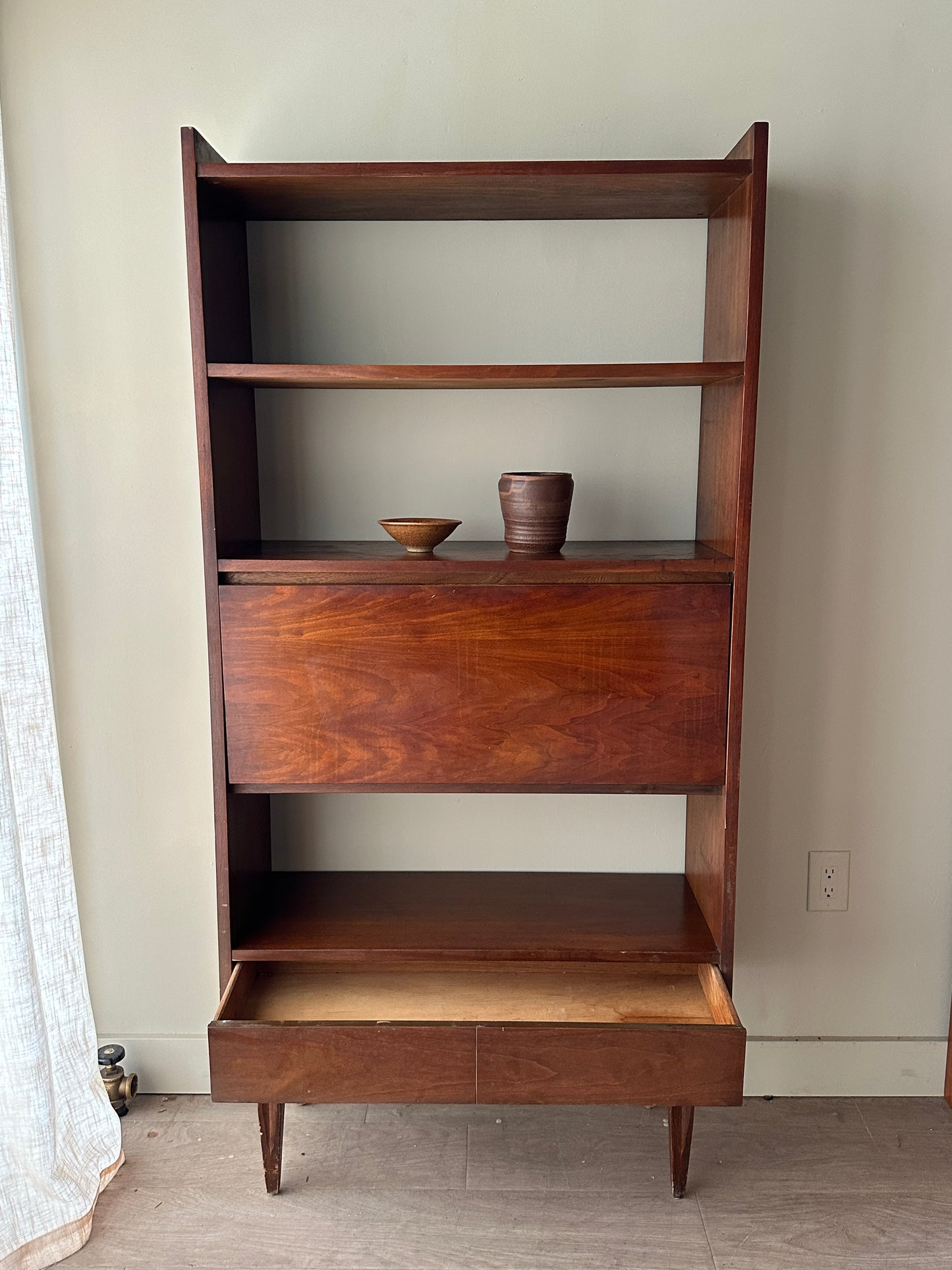 Walnut bar bookshelf