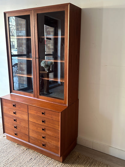 Two piece walnut hutch