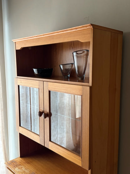 Scandinavian pine two piece hutch