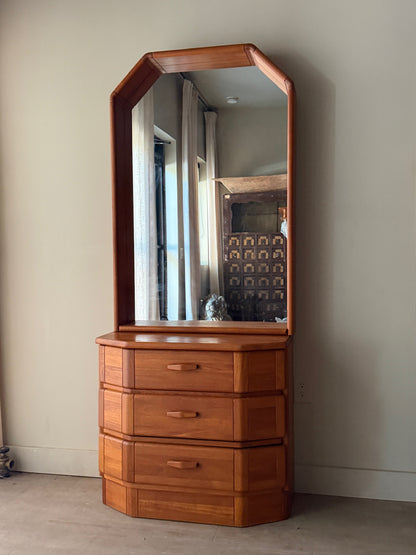 Scandinavian teak 3 drawer dresser with mirror
