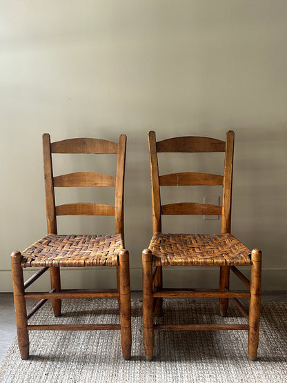Rush seat dining chairs. (set of 2)