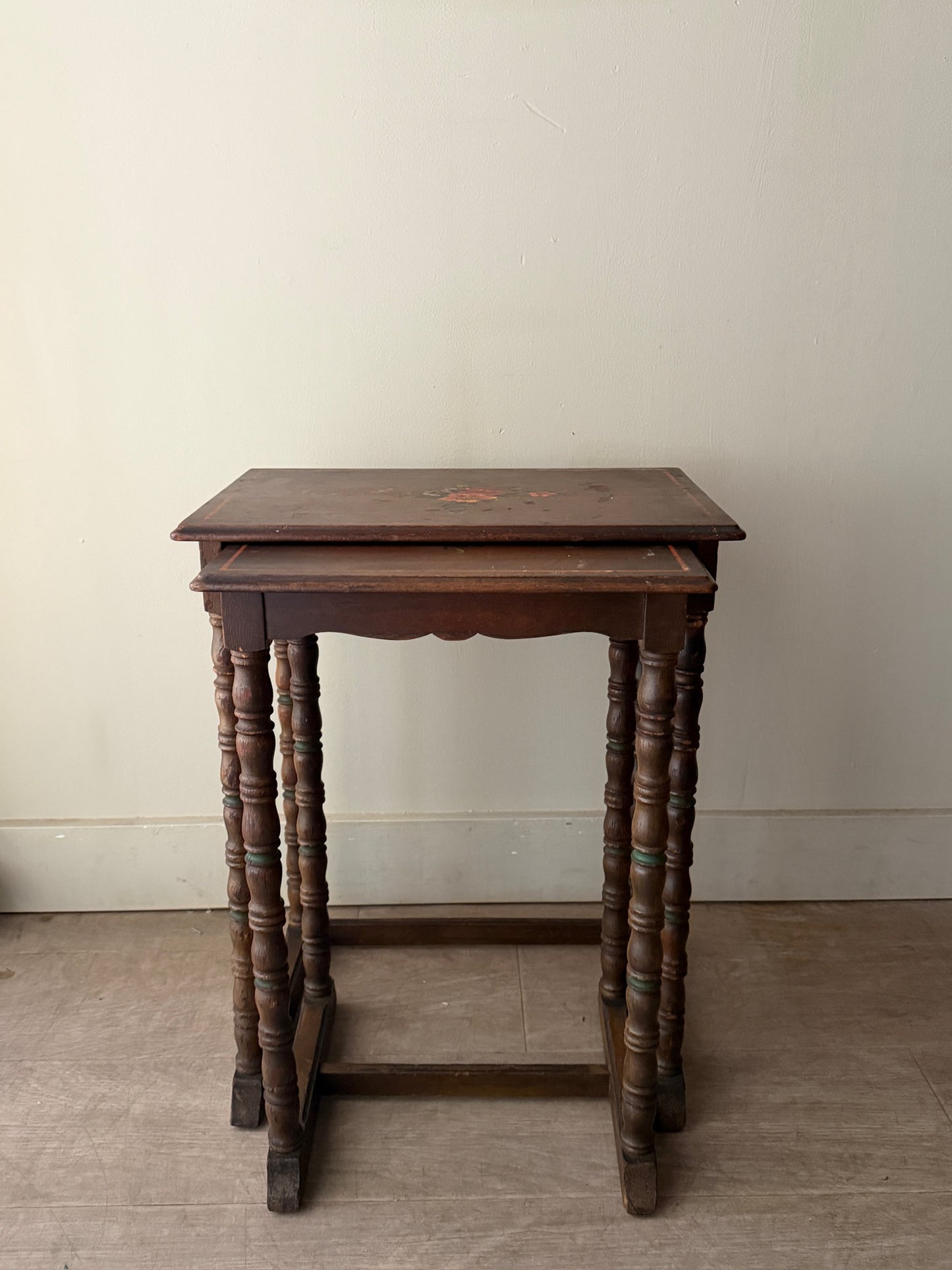 Edwardian painted oak nesting tables