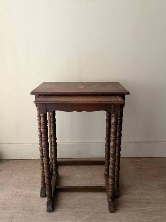 Edwardian painted oak nesting tables