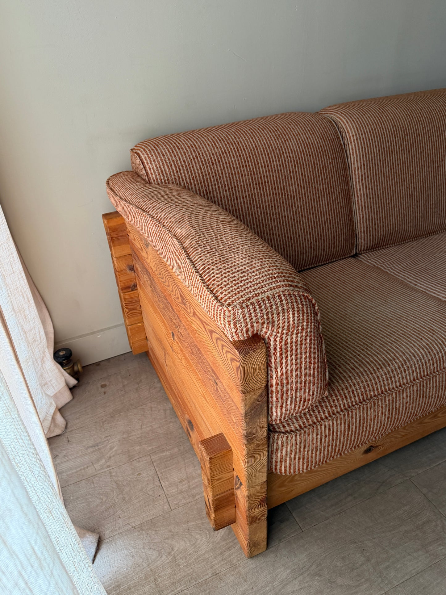 Hans Frydedal pine sofa in striped upholstery