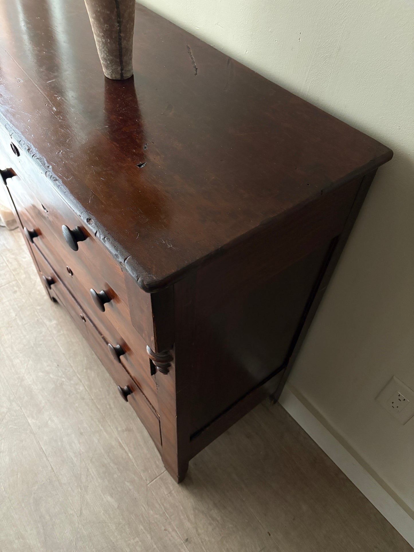 Empire burled walnut dresser