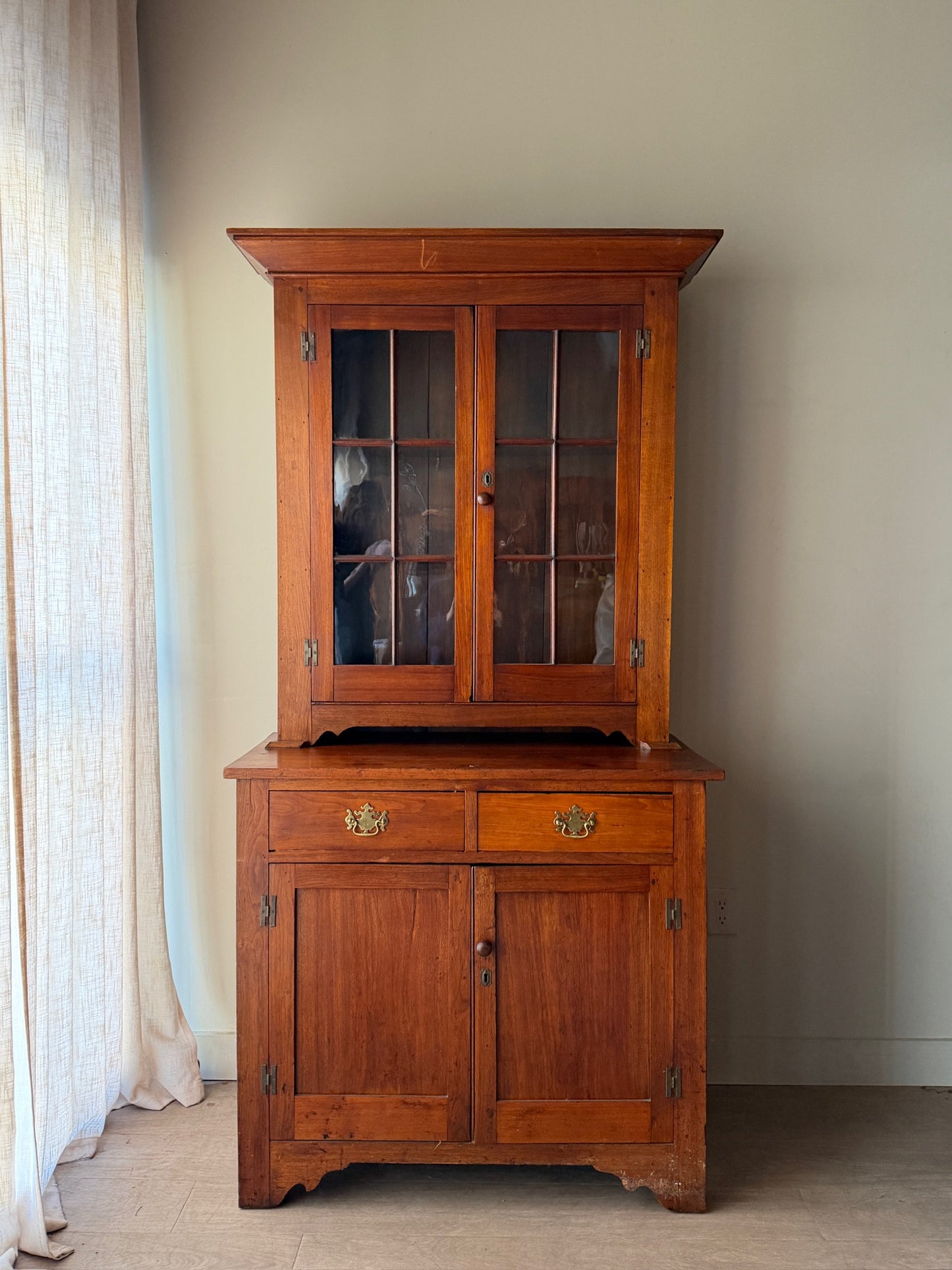 Pennsylvania Federal walnut two piece hutch