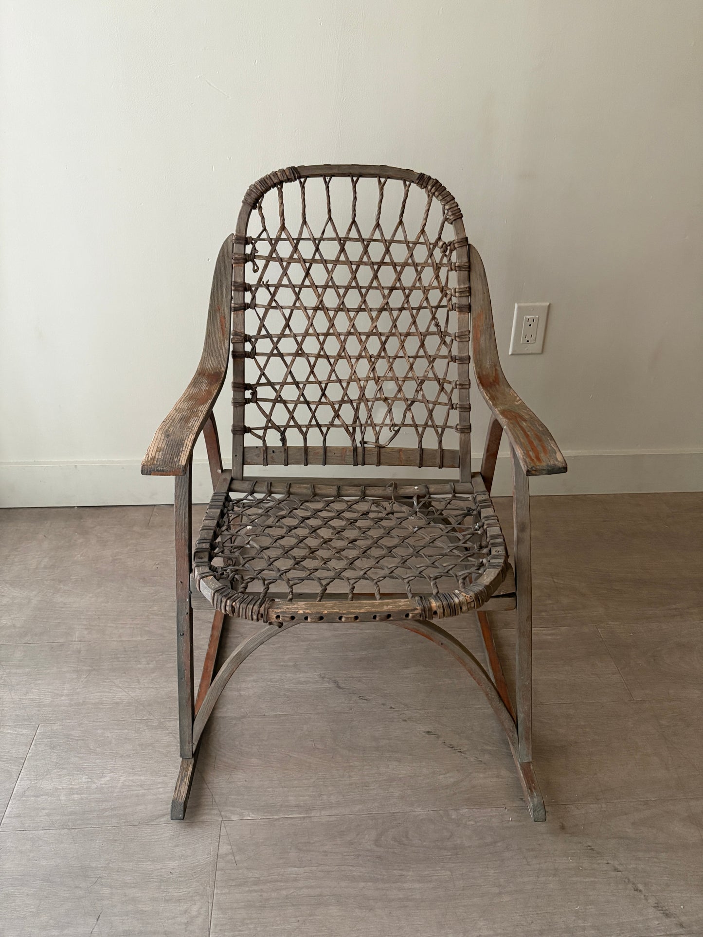 Bentwood rawhide ice fishing rocking chair