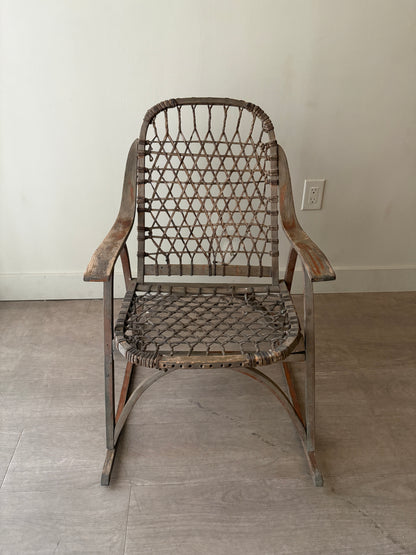 Bentwood rawhide ice fishing rocking chair