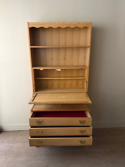 Danish oak secretary hutch