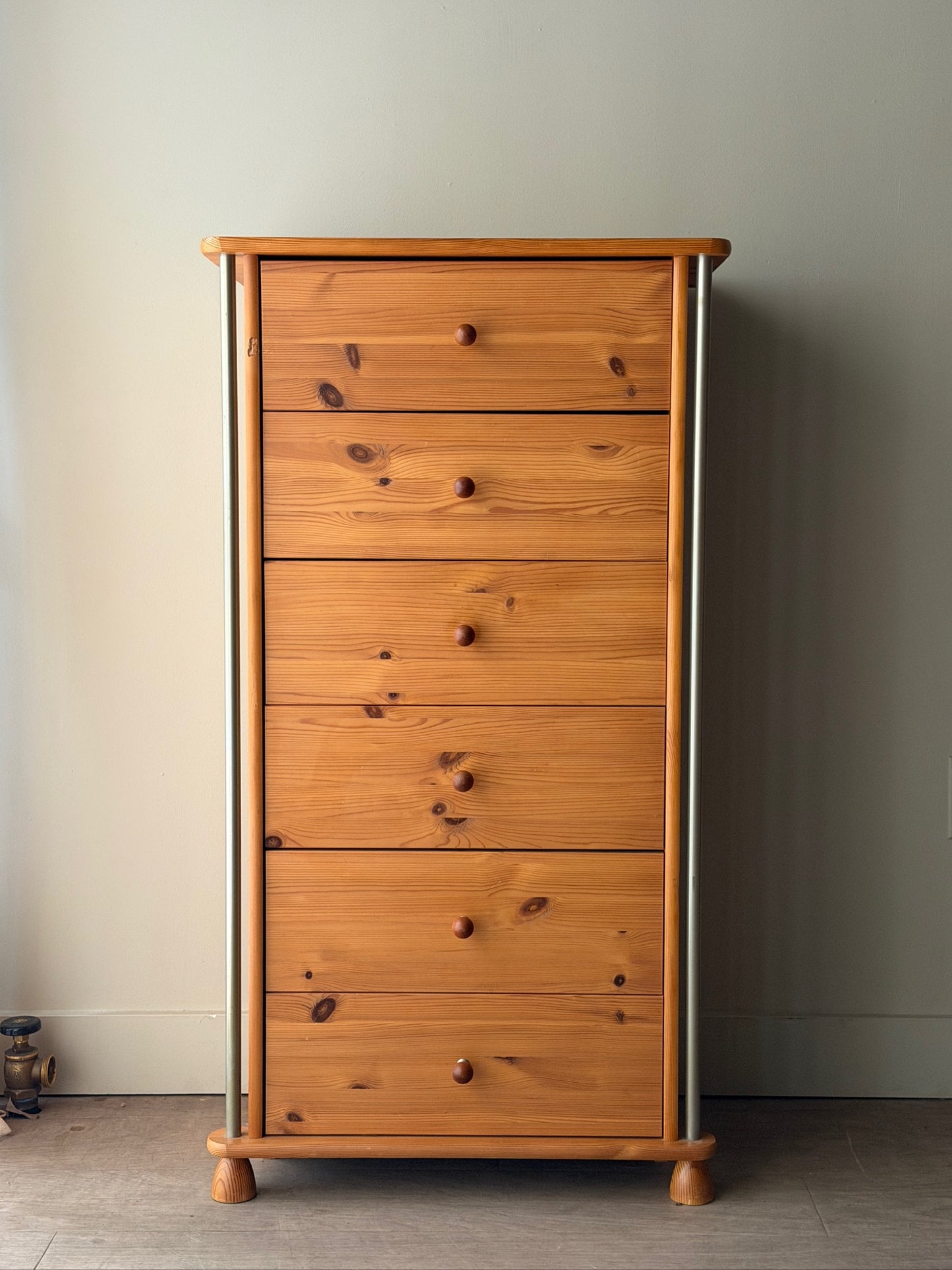 Scandinavian pine tallboy dresser