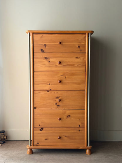 Scandinavian pine tallboy dresser