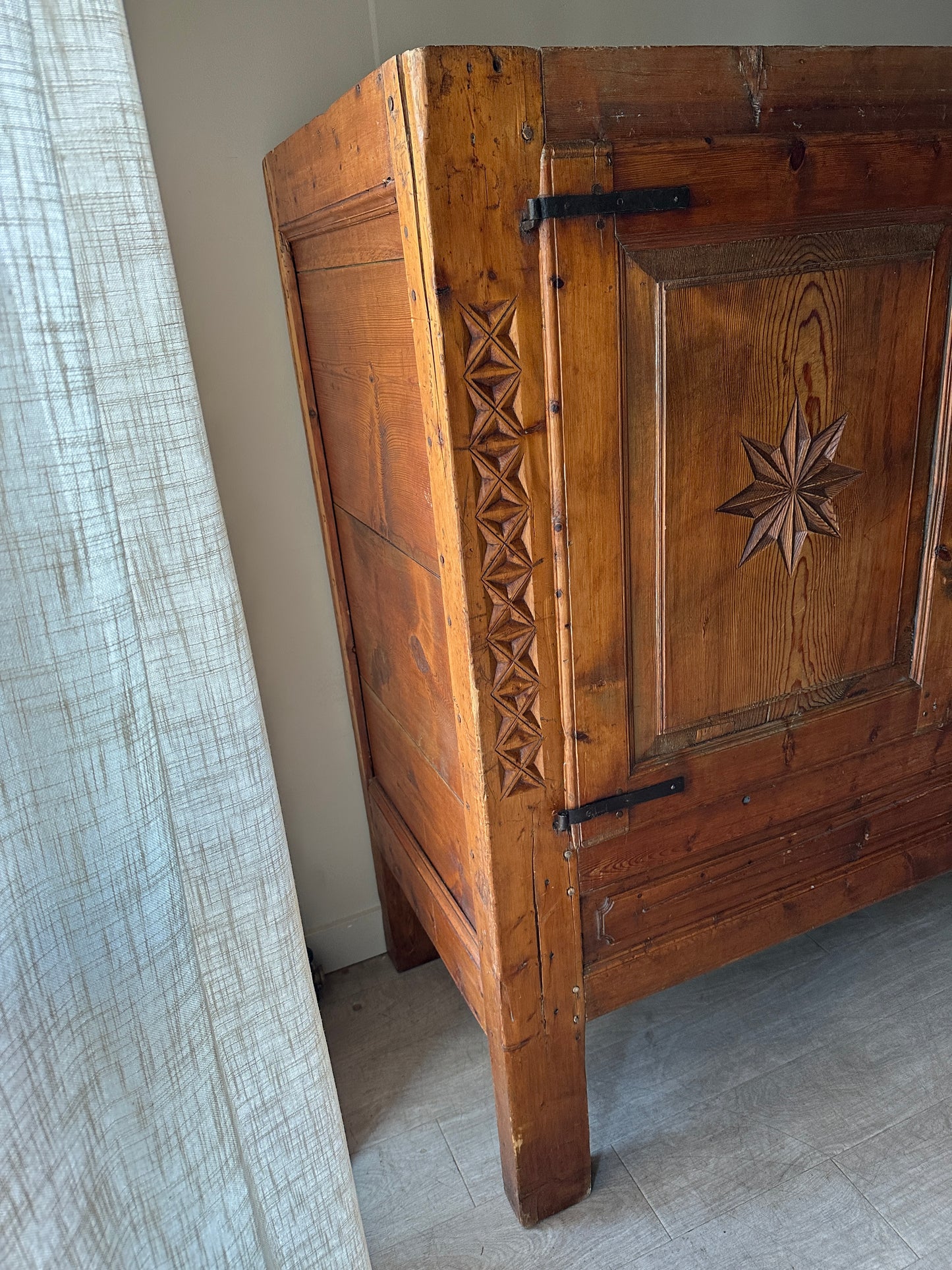 French carved pine cabinet