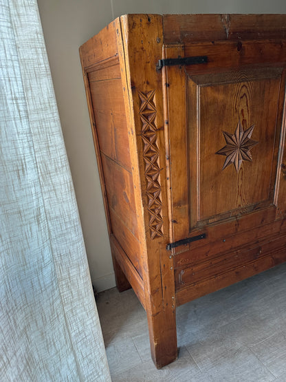 French carved pine cabinet