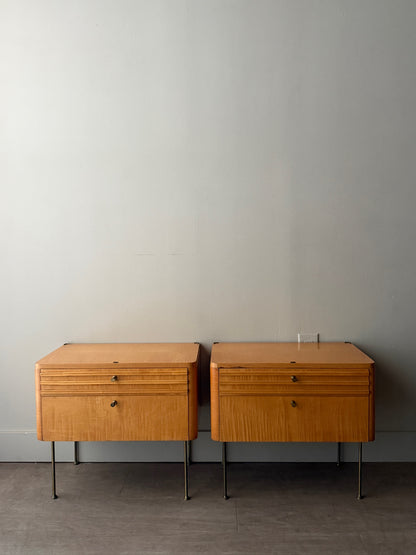 Figured maple nightstands. Sold as a pair.