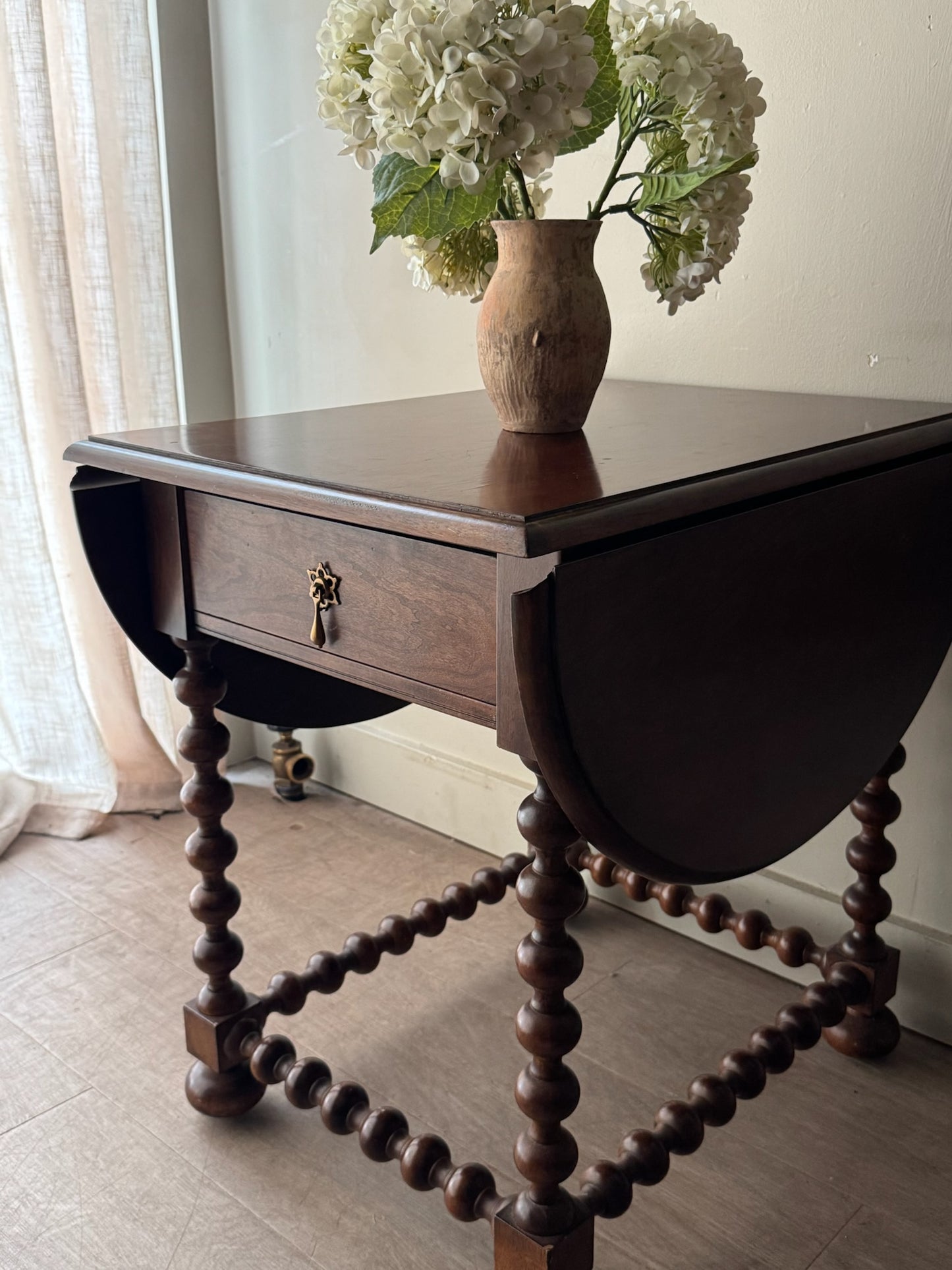 Bernhardt walnut drop leaf side table