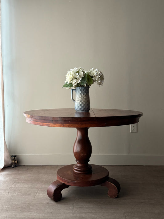 Round pine dining table