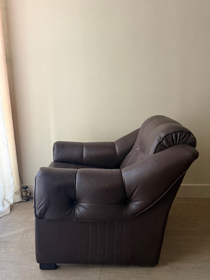 Scandinavian brown leather club chair