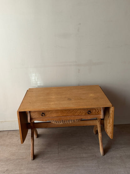 Danish oak drop leaf sewing table