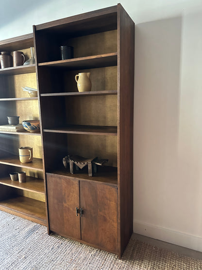 Walnut shelves with record storage