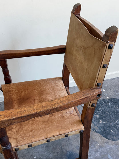 Italian leather & walnut armchair