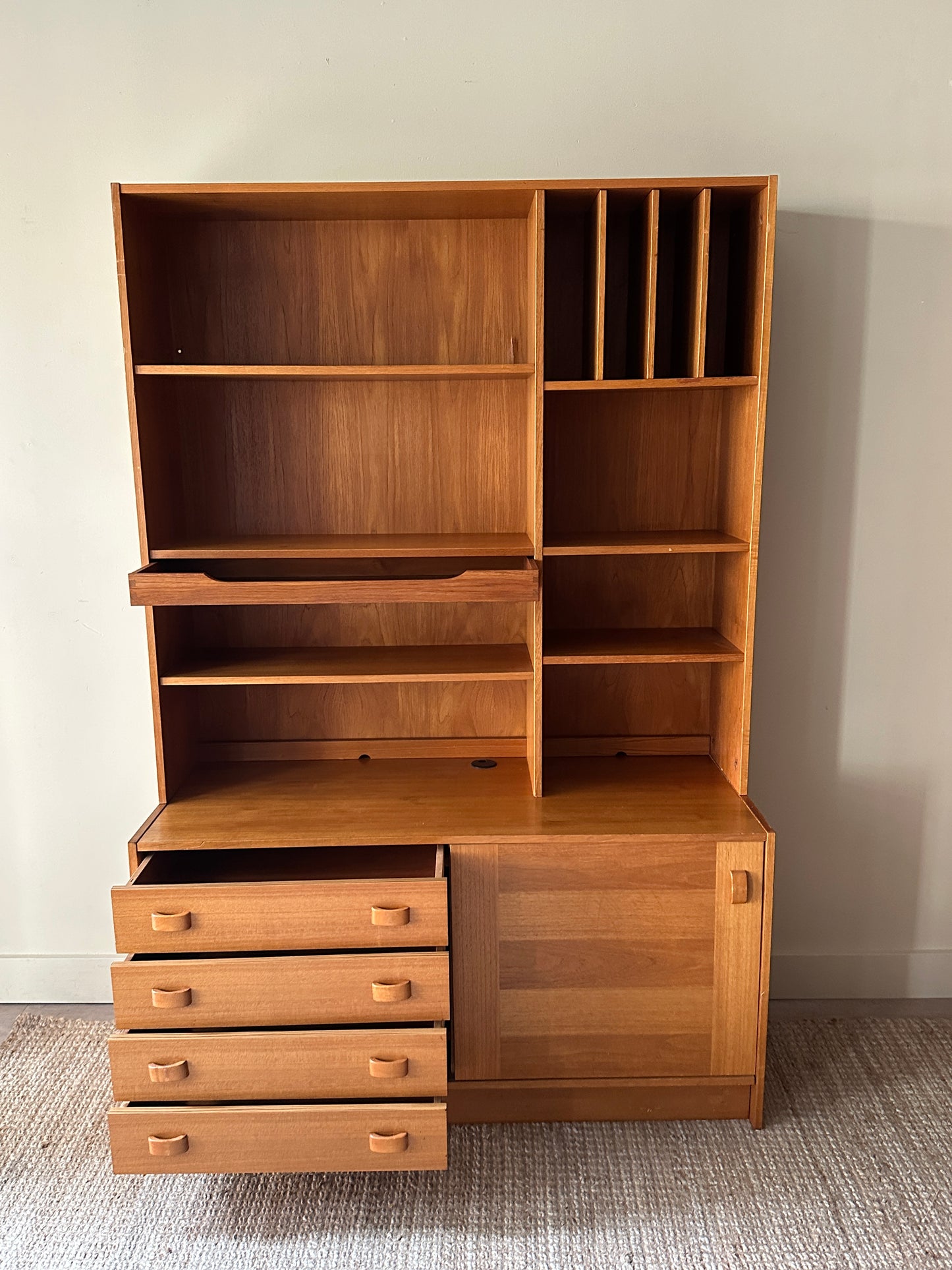 Teak two piece bookcase