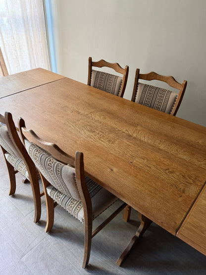 1970s Danish oak dining table with extensions