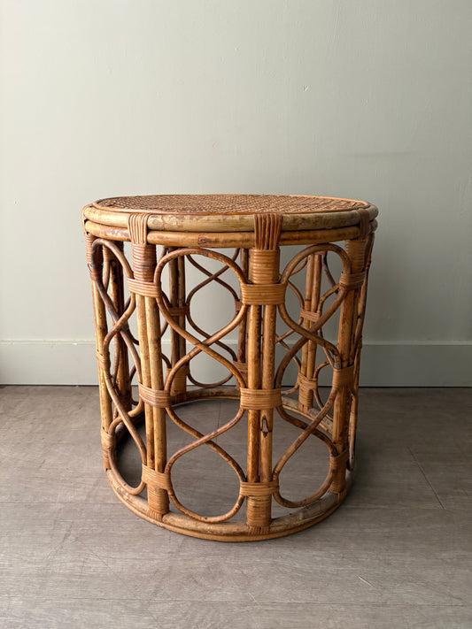 Caned rattan & pencil reed cocktail table