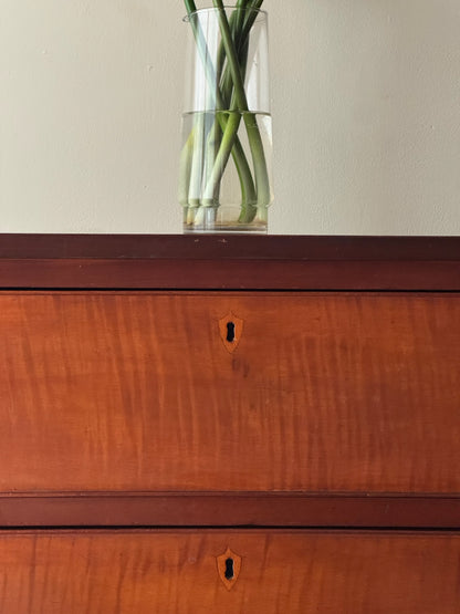 Pennsylvania Federal tiger maple and cherry tallboy dresser