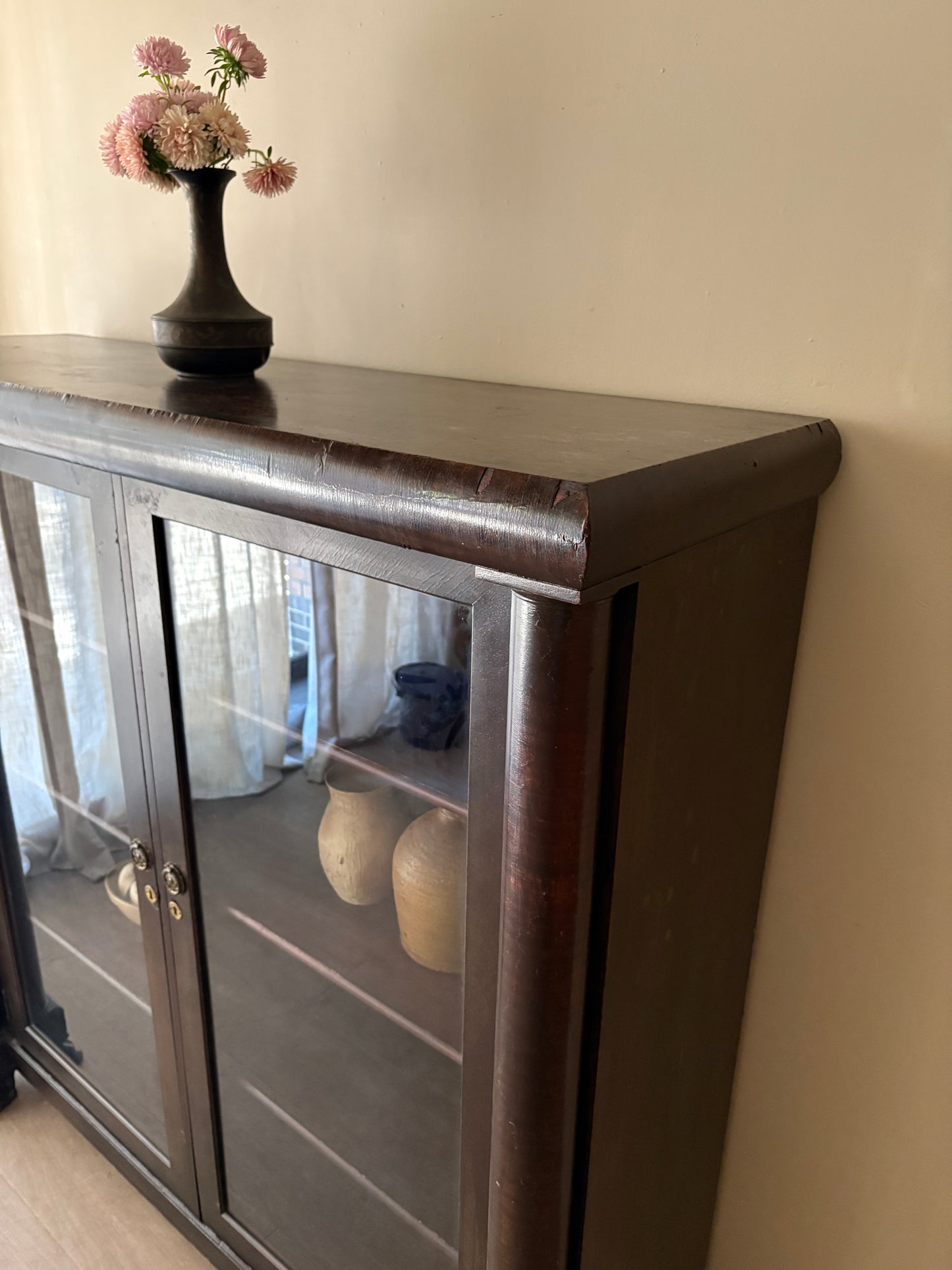 Empire mahogany display cabinet