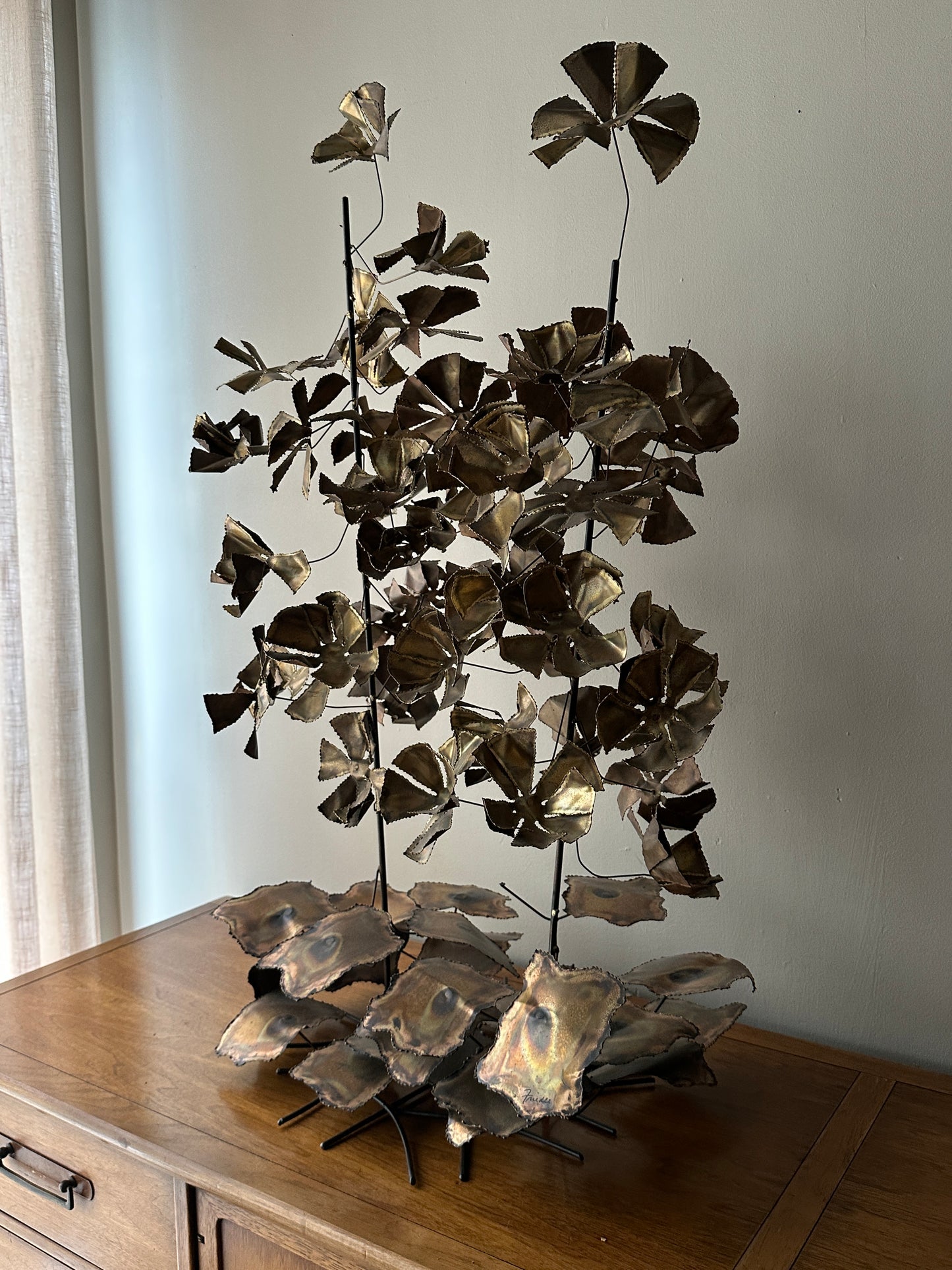 Bronze flower sculpture